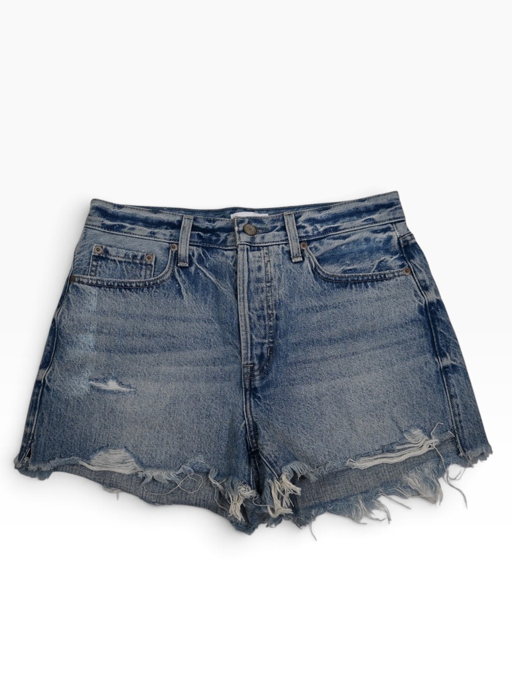 Pistola Women's 27 Classic Distressed Button Fly High-Waist Denim Shorts